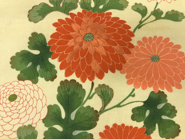 JAPANESE KIMONO / ANTIQUE NAGOYA OBI / SHIOZE / EMBROIDERY / CHRYSANTHEMUM